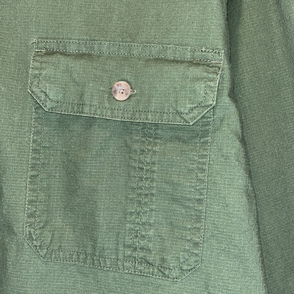 Army Green Button Down Shirt Shacket - Picture 4 of 8